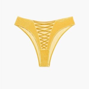 SAVAGE X FENTY Velvet Vixen Brazilian Panty in Honeycomb Yellow Sz M NWT